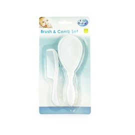 Baby Hair Brush & Comb Set in White Soft & Gentle for Your Baby First Steps