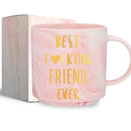 SOLINFOR Friendship Gifts for Women - Birthday Gifts for Best Friend Female - Bestie Mug Cool 11.5 Oz Pink Marble Ceramic Best Friend Ever Mug