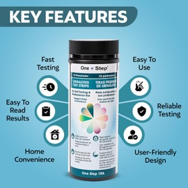 One Step 10A Urine Test Strips, 100 Strip Tub, 10 in 1 Parameters, Testing Strips for use by Men & Women, UTI Infection, Urinalysis pH, Nitrite, Leukocytes and More, Easy Read Results