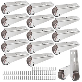 Mixizigoz Mini Low Profile Fixed Caster Wheels, Side Mount Caster Fit for Wooden Furniture, Cabinets, and Underbed Drawers - 1 Inch Silent Rubber Rolling Wheel with Screws (16)