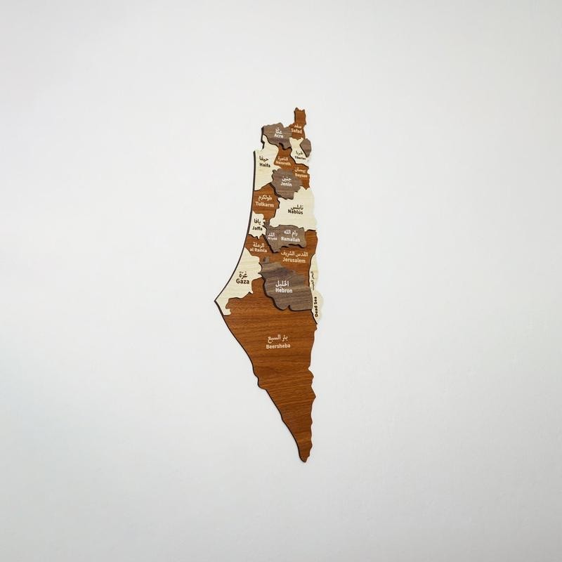 Palestine Wooden Wall Map Islamic Wall Art Decor - Size: