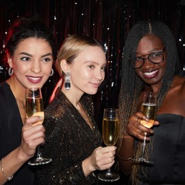 ANGLESJELL Happy New Year Earrings for Women Beaded Champagne Wine Glass Earrings Rhinestone New Year’s Eve Party Earrings Holiday Festive Earrings 2023 New Year Gifts (Wine Glass Silver)