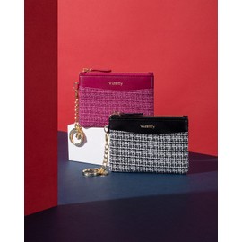 Vulkitty Small Purses for Women with Keychain, Mini Coin Pocket, Slim Ladies Wallet, RFID Shielding Credit Card Purse, black, Minimalist