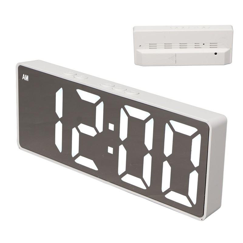 Digital Alarm Clock Temperature Display LED Mirror Electronic Clocks for