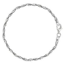 Jewelry Affairs Braided Bead And Snake Style Chain Anklet In Sterling Silver, 10"