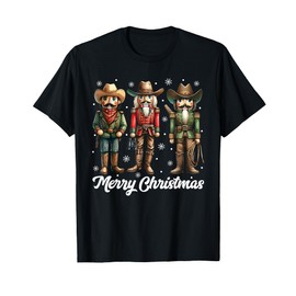 Christmas Outfit Cowboy Nutcracker Figure Christmas Pyjamas T-Shirt, black