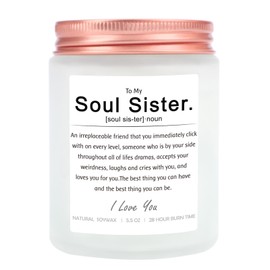 Soul Sister Gifts from Sister, Funny Women Gifts for Sister in Law Friend Bestie Gift Happy Birthday Gifts for Women Friends Friendship Gift Unique Gift for Chritsmas Thanksgiving Lavender Candle