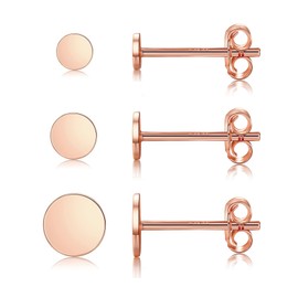 MASOP Sterling Silver Earring Set 3 mm 4 mm 5 mm Round Stud Earrings Gold Silver 925 Set for Women Men Girls, Silver
