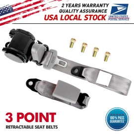 Ford 1X Retractable 3 Point Safety Seat Belt Strap Car Vehicle Adjustable Belt Gray