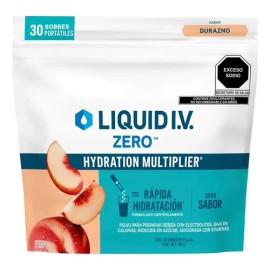 Liquid IV Electrolitos en Polvo Sabor Durazno  Zero Sugar Electrolyte Powder, 30 Packets                                                              