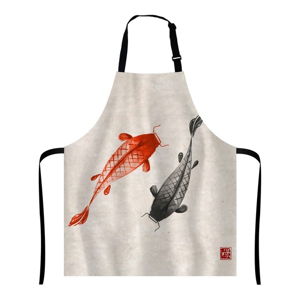 Wasach Red and black koi carps hand drawn with ink