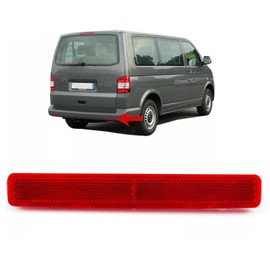 Twowinds - Bumper Reflector 7E0945106 Compatible with VW T5 Transporter, Caravelle, Multivan (2003-2011) - Rear Bumper, Right Side - Cat's Eye Reflector, Red Reflector
