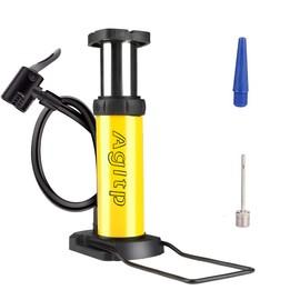 AGLTP Mini Bike Pump, Portable Bicycle Floor Pump - Aluminum Alloy - Yellow