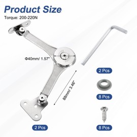 sourcing map 2Pcs Lid Support Hinge, 200-220N Adjustable Hinge Damper Gas Struts Soft Close Folding Lid Stay Hinges Automatic Slow Lowering Pneumatic Lid Buffer for Cabinet Closet Wardrobe