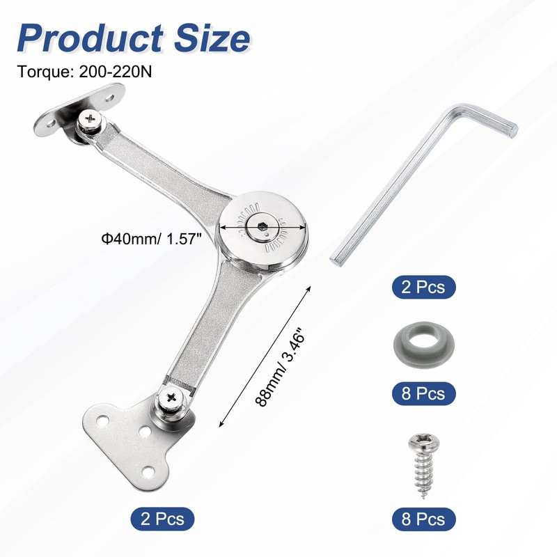 sourcing map 2Pcs Lid Support Hinge, 200-220N Adjustable Hinge Damper