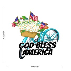 Vinyl Wall Quotes Stickers 4th of July God Bless America Bike Vintage Wall Art Stickers Home Decorations American Flag Wall Decals for Classroom Bathroom Sofa Furniture