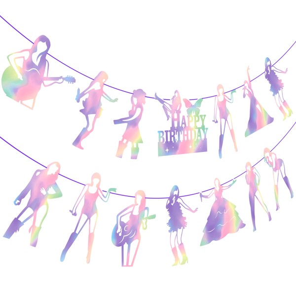 Music Singer Party Banners Holographic Pop Star Birthday Party Banners