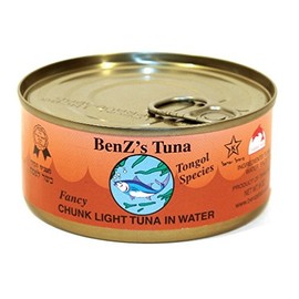 Benz's Tongol Tuna in Water, 6 Ounce Easy Open Pull-Top Lids, Kosher and Kosher for Passover (24 Pack)