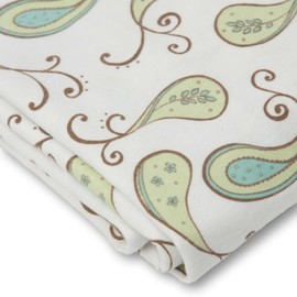 SwaddleDesigns Cotton Flannel Fitted Crib Sheet, Triplets Paisley, Kiwi, Large