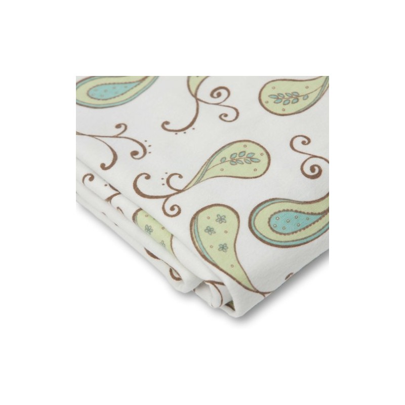 SwaddleDesigns Cotton Flannel Fitted Crib Sheet, Triplets Paisley, Kiwi, Large