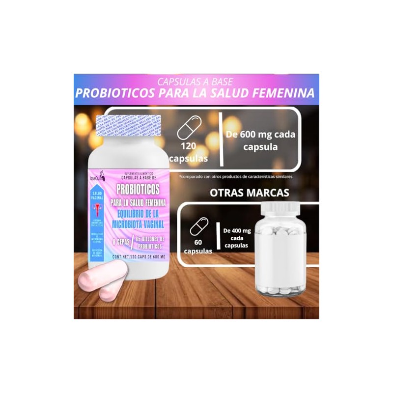 Saaquim Probióticos Mujeres 120 Cápsulas 600 Porciones Cepas Probióticas Billones