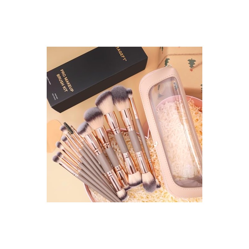 MAGEFY Brochas de maquillaje, 12 unidades con bolsa, de doble