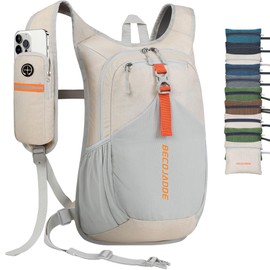 BECOJADDE 20L Hiking Backpack Men's Small Backpack Women's Lightweight Daypack Daypack Foldable Trekking Backpack for Camping Outdoor Hiking Travel, Beige