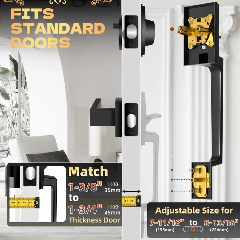 Azdele Front Door Handle and Deadbolt Set, Front Door Lock