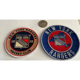 (2)-NEW YORK RANGERS VINTAGE STYLE EMBROIDERED IRON ON PATCHES BEAUTIFUL!