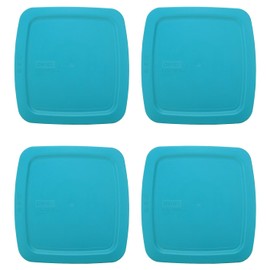 Pyrex C-222-PC 2qt Turquoise Easy Grab Food Storage Replacement Lid (4-Pack) - Made in USA (This Lid is Designed to ONLY FIT EASY GRAB C-222 Glass Dishes)