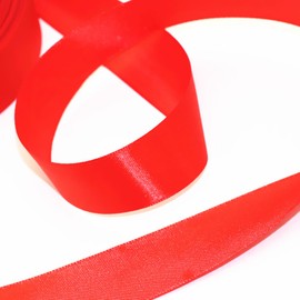 SWTOOL 1" Single Face Satin Ribbon 50 Yards Roll for Wedding Details, Sewing Projects, Gift Wrapping, Invitation Embellishments and Crafting Projects Etc (Red)