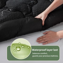 Premium 100% Waterproof Queen Mattress Topper, Breathable Mattress Pad, Rayon from Bambo Bed Protector, Deep Pocket Sheet Cover 8"-21"