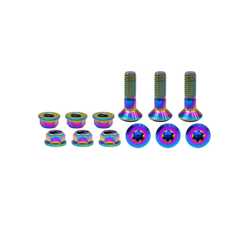 RISON-Titanium Set of 6 Titanium Chainring Bolts M8, Sprocket Screws
