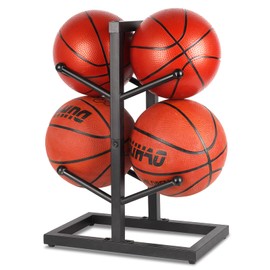 Fitlyiee Basketball Organizers Metal Ball Storage Rack Sports Storage for Indoor Outdoor (Small 2-Layer)