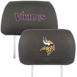 FANMATS 12505 Minnesota Vikings Embroidered Head Rest Cover Set - 2 Pieces