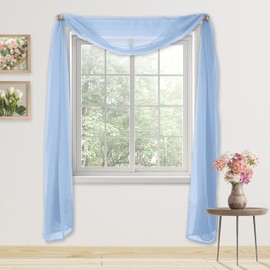 Elegant Comfort Luxury 55" Width x 216" Length 1 Panel Solid Curtain Sheer Voile Scarf for Ceremony Backdrop, Wedding Arch, Kids Bedroom, Decorative Swag, 1 Piece, Light Blue