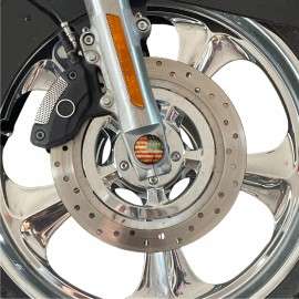 Kustom Cycle Parts Rustic American Flag Front Axle Cap Nut Covers For Harley Touring Street Glide