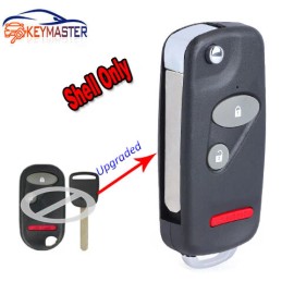 KeyMaster 3 Button Upgraded Flip Remote Key Shell Fob for Honda Accord Civic CR-V - HON66