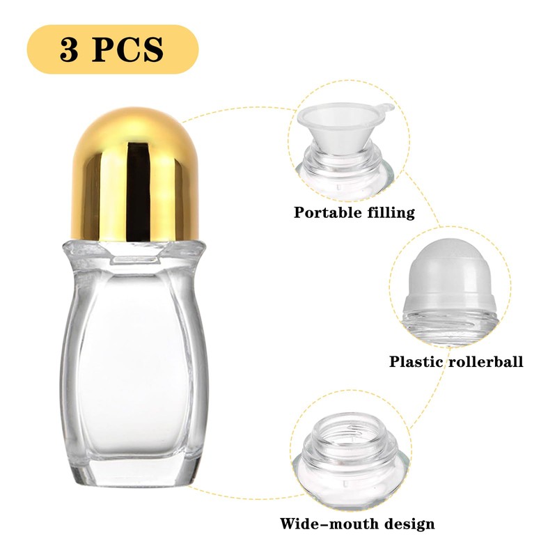 Hordolry 30ml Roller Bottles for Essential Oils, 3 Pack Glass