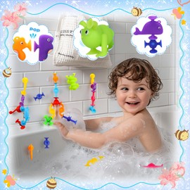 Baby Bath Toys for Kids Ages 3 4 5: 30PCS Ocean Animal Suction Cup Toys Set Mold-Free Water Play Toys for Toddlers 1-3 Travel & Bathtub Sensory Learning Gift for 3-6 Year Old Boys Girls