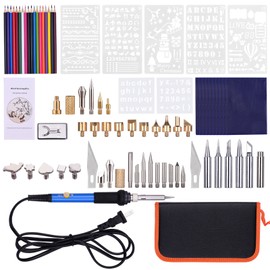 79PCS Burning Tool Kit Professional Pyrography Pen Soldering Iron Set Adjustable Temperature from 200-450℃ for Beginners Adults Burning Carving Embossing Soldering