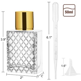 Luxsego Refillable Perfume Bottle 50ml/1.69oz Glass Spray Bottles, Empty Fine Mist Atomizer Clear Glass Essential Oil Container for Travel Gift, Diamond-Cut Design Sprayer for Cologne