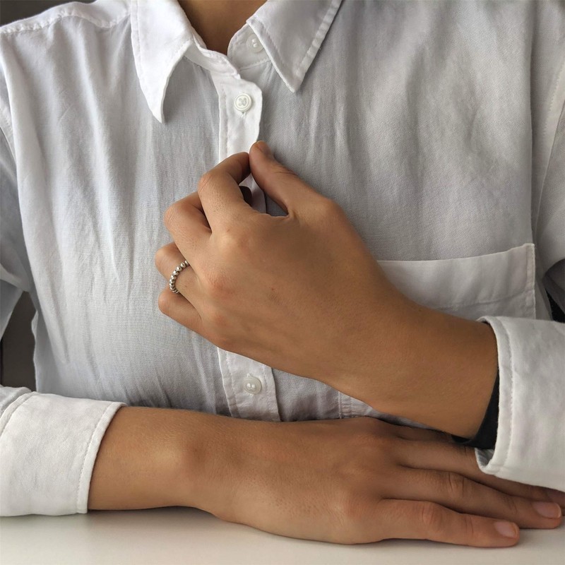 Silverly Women's 925 Sterling Silver Simple Multi-Ball Band Stackable Ring