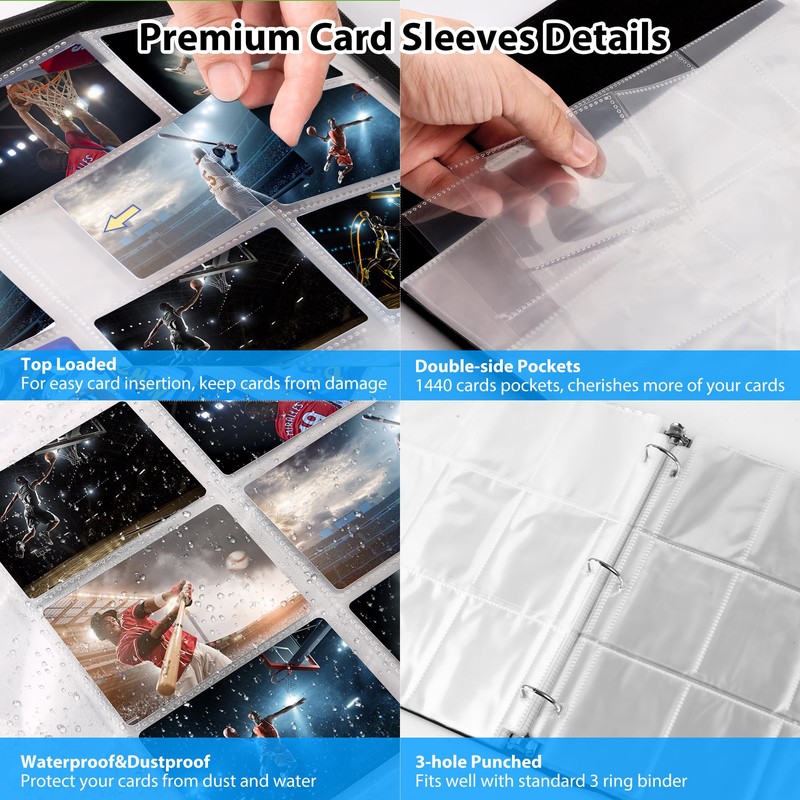 WOT I 9-Pocket Trading Card Sleeves, 1440 Pockets Double-Side Card