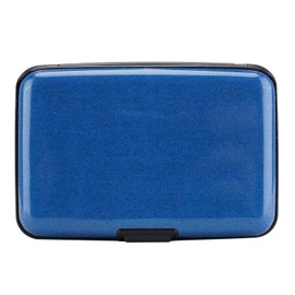 ELFISH - Protector de tarjetas de crédito con bloqueo RFID, funda de identificación de aluminio, carcasa dura, tarjeteros de visita, portafolios de metal para hombres o mujeres, Azul oscuro, Pequeño,