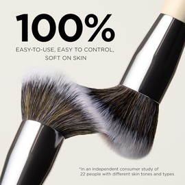 HALEYS Beauty Kabuki - Brocha de maquillaje + 6 mini juego de base para tinte de piel, brocha de mezcla para polvo, base, bronceador, rubor y maquilla