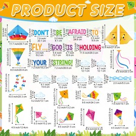Pasimy Kite Bulletin Board Decorations Set Back to School Classroom Decor Motivational Religious Christian Cutouts Cloud Bulletin Board Borders for Summer Sunday School Home Office Wall Door Supplies