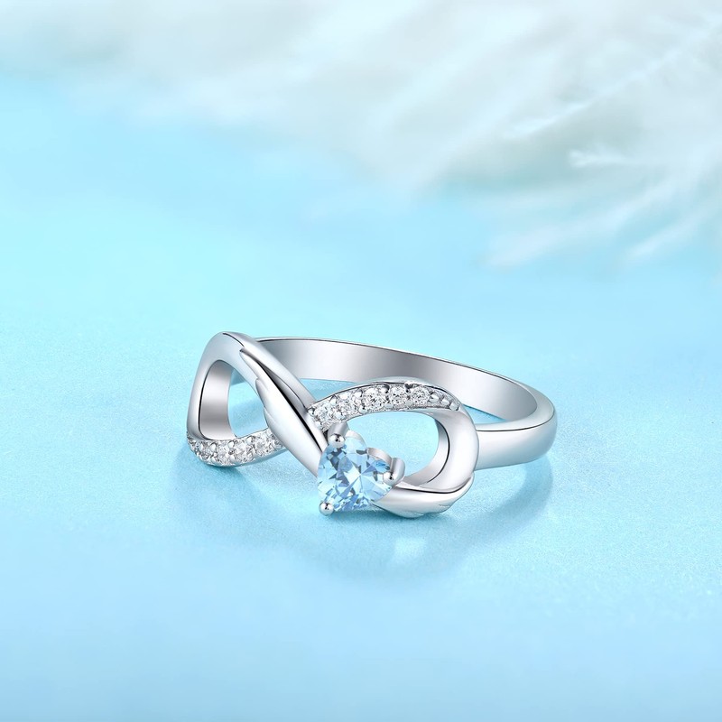 STARCHENIE Infinity Promise Ring 925 Sterling Silve Angel Wings Heart