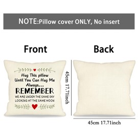 ACAROMAY Reminder Gifts for Women Hug This Pillow Until You Can Hug Me Gifts Cushion Cover for Family Members Friends Long Distance Cushion Decorative Keepsake (Always Remember)