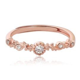 Meissa Sterling Silber Ring für Frauen zierlicher Diamant Prinzessin Ring Blatt Rebe Stapelring Daumenring Index Ring Zirkonia Größe verstellbar (Rose Gold)